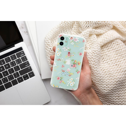 Enflamo Silicone Soft 3D Relief Flower Printed Case Back Cover For Iphone 12 | Iphone 12 Pro 6.1 Inch (Mix Lilies), White