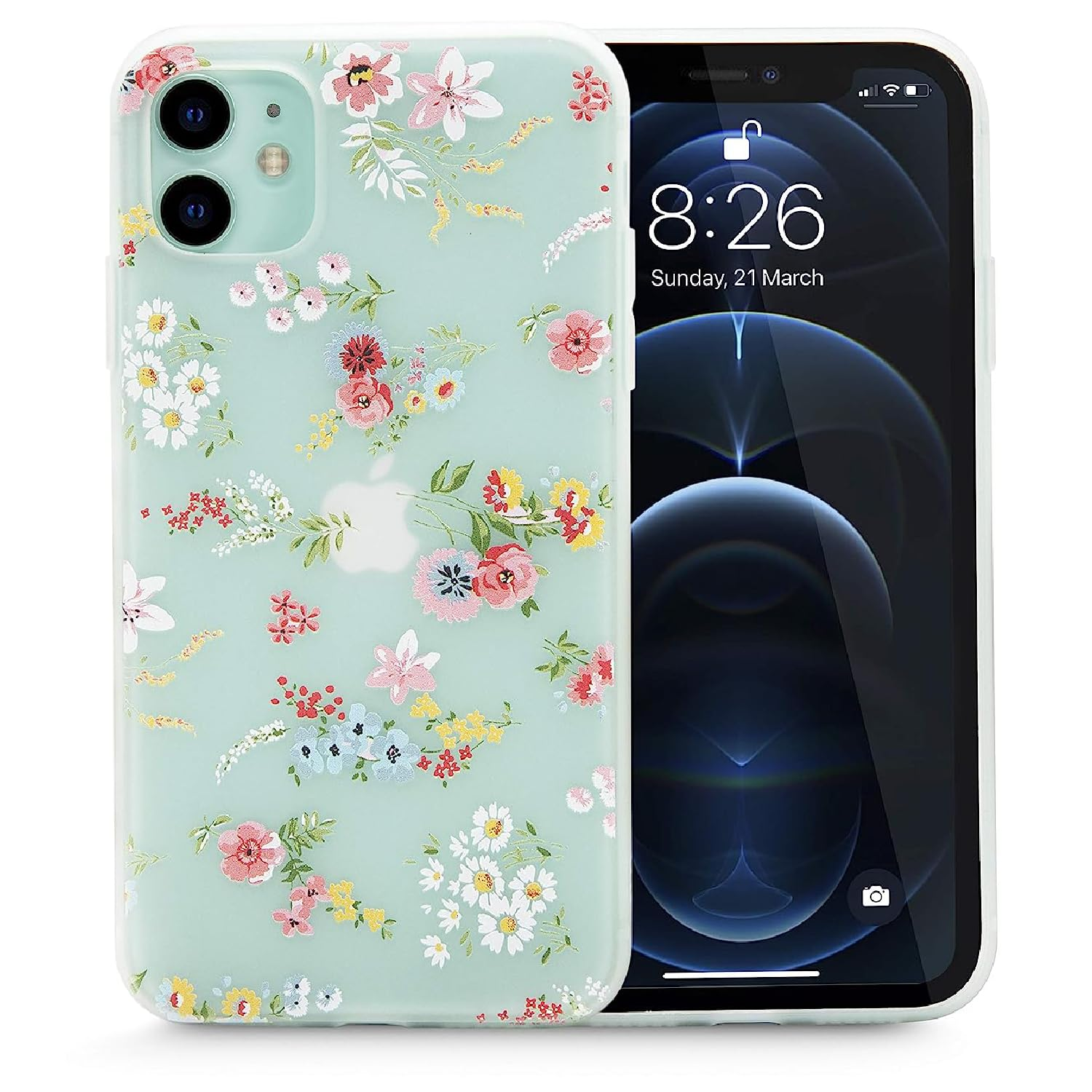 Enflamo Soft TPU 3D Relief Flower Printed Phone Case Back Cover for iPhone 11 (White, Mix Lilies)