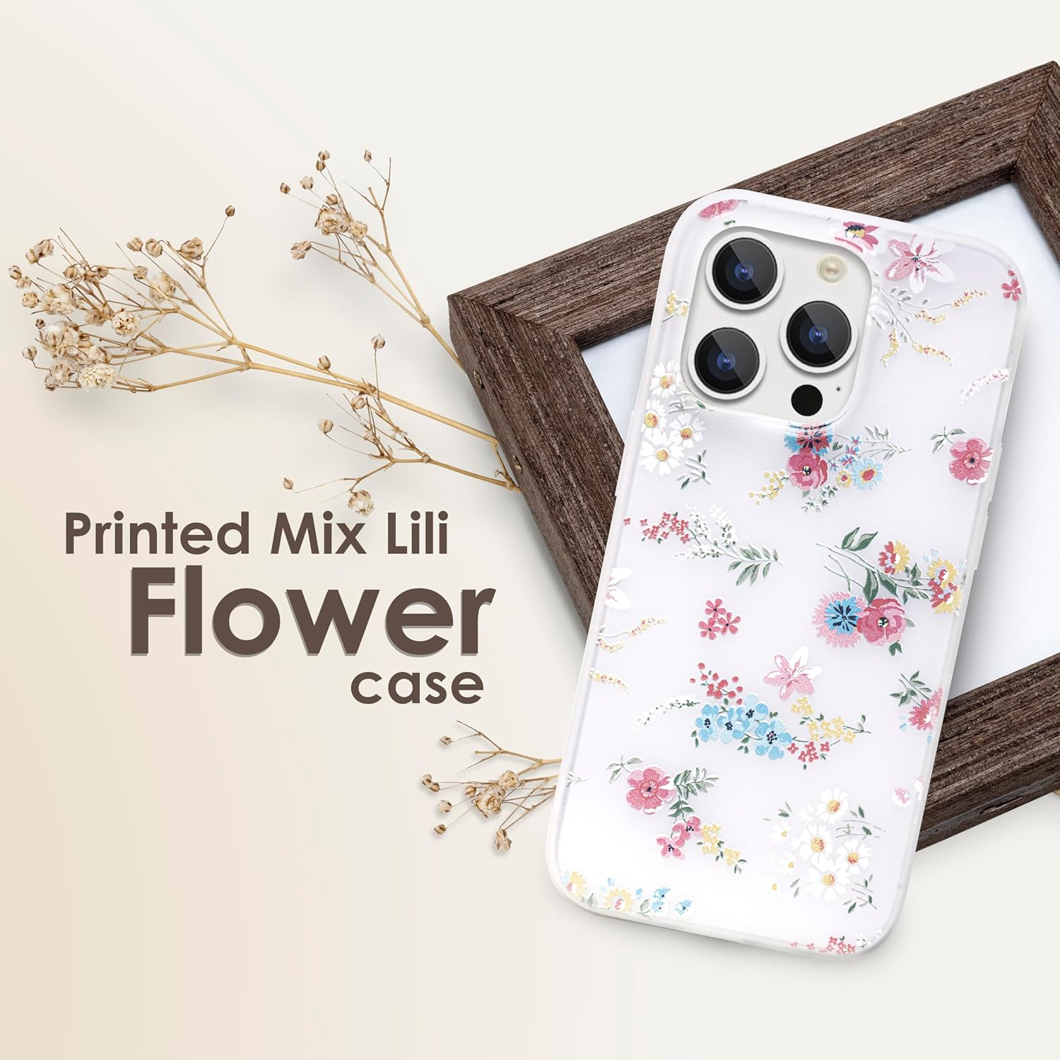 Enflamo Soft Silione Phone Back Case Cover for iPhone 15 Pro | Girls 3D Flower Printed (Mix Lilies) White