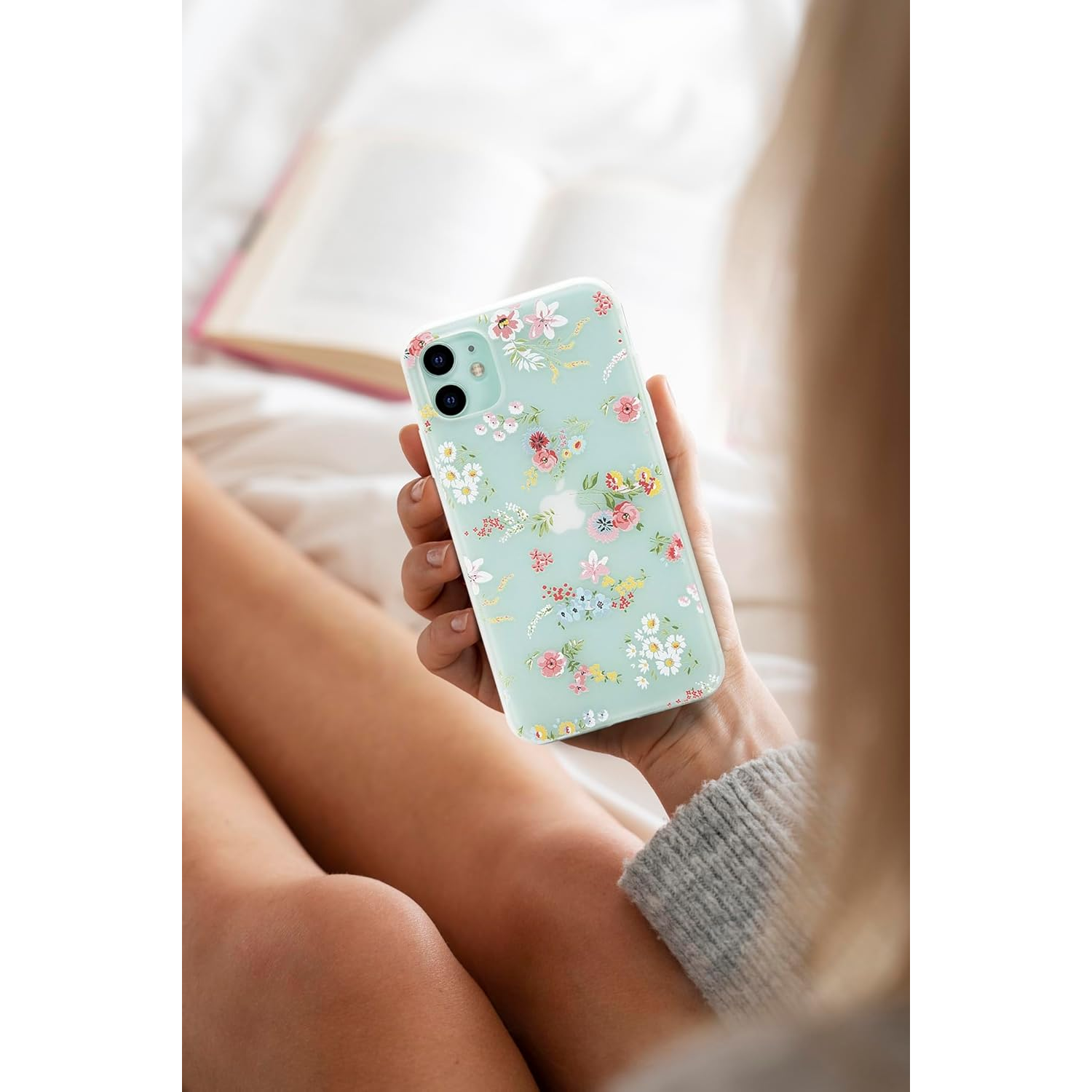 Enflamo Silicone Soft 3D Relief Flower Printed Case Back Cover For Iphone 12 | Iphone 12 Pro 6.1 Inch (Mix Lilies), White