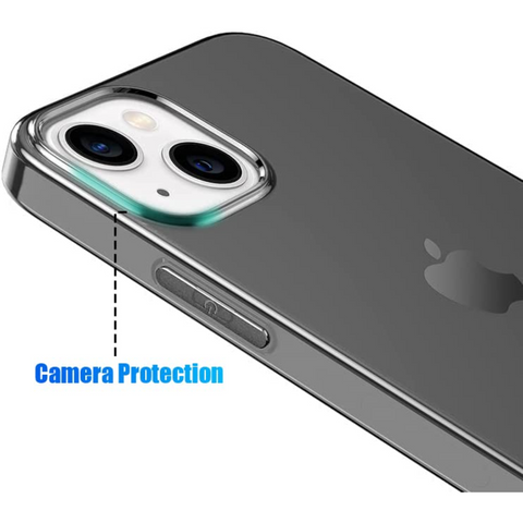 Enflamo Soft Silicone Transparent Black Back Case Cover for iPhone 14 / iPhone 13 (Transparent Black) | Camera Bump Protecion