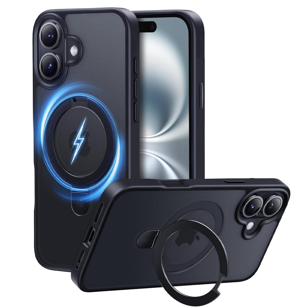 Enflamo Polycarbonate Matte Back Cover Case Stand Magnatic for iPhone | Ultra Hybrid Camera Bump Protection