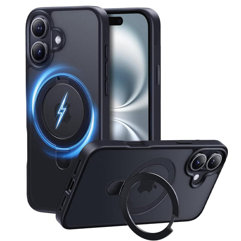 Enflamo Polycarbonate Matte Back Cover Case Stand Magnatic for iPhone | Ultra Hybrid Camera Bump Protection