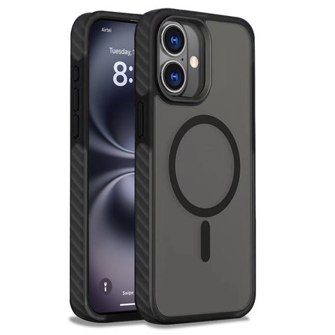 Enflamo for iPhone 16 Case Matte Back Cover Magnetic Designed | Shockproof Grip Safe Camera Bump Protection (Black) - Enflamo