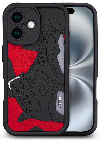 Enflamo for iPhone 16 Back Cover Case 3D Shoe Designer | Shockproof Camera Bump Protection (Red Black) - Enflamo