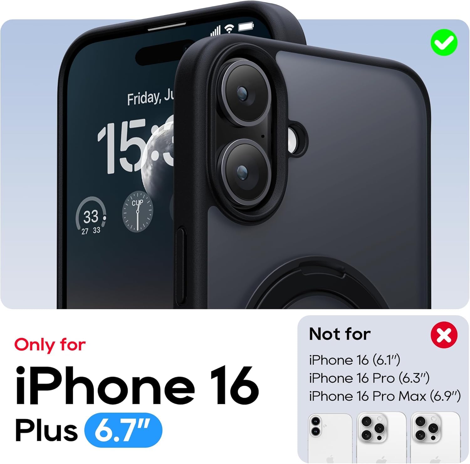 Enflamo Polycarbonate Matte Back Cover Case Stand Magnatic for iPhone | Ultra Hybrid Camera Bump Protection