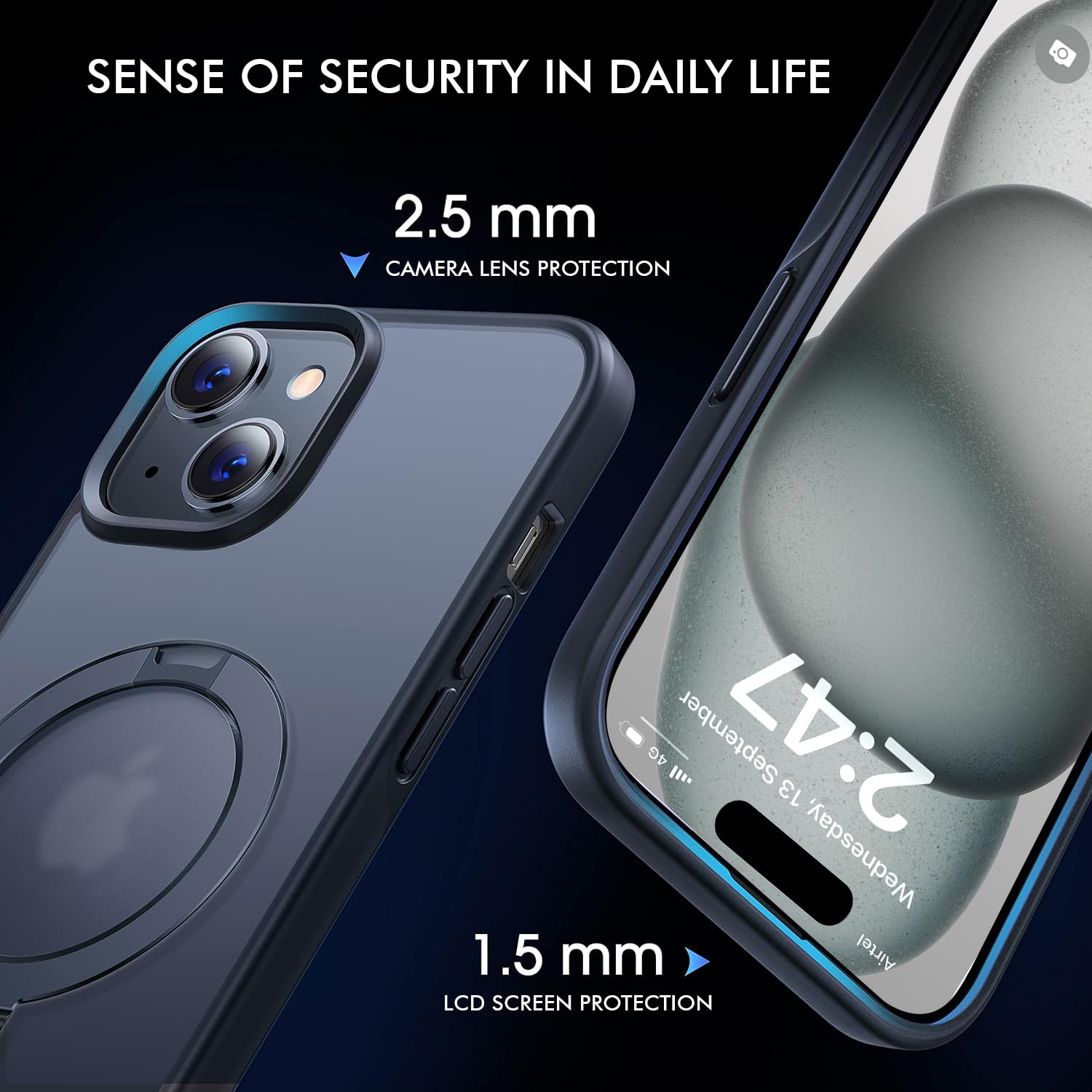 Enflamo Polycarbonate Matte Back Cover Case Stand Magnatic for iPhone | Ultra Hybrid Camera Bump Protection