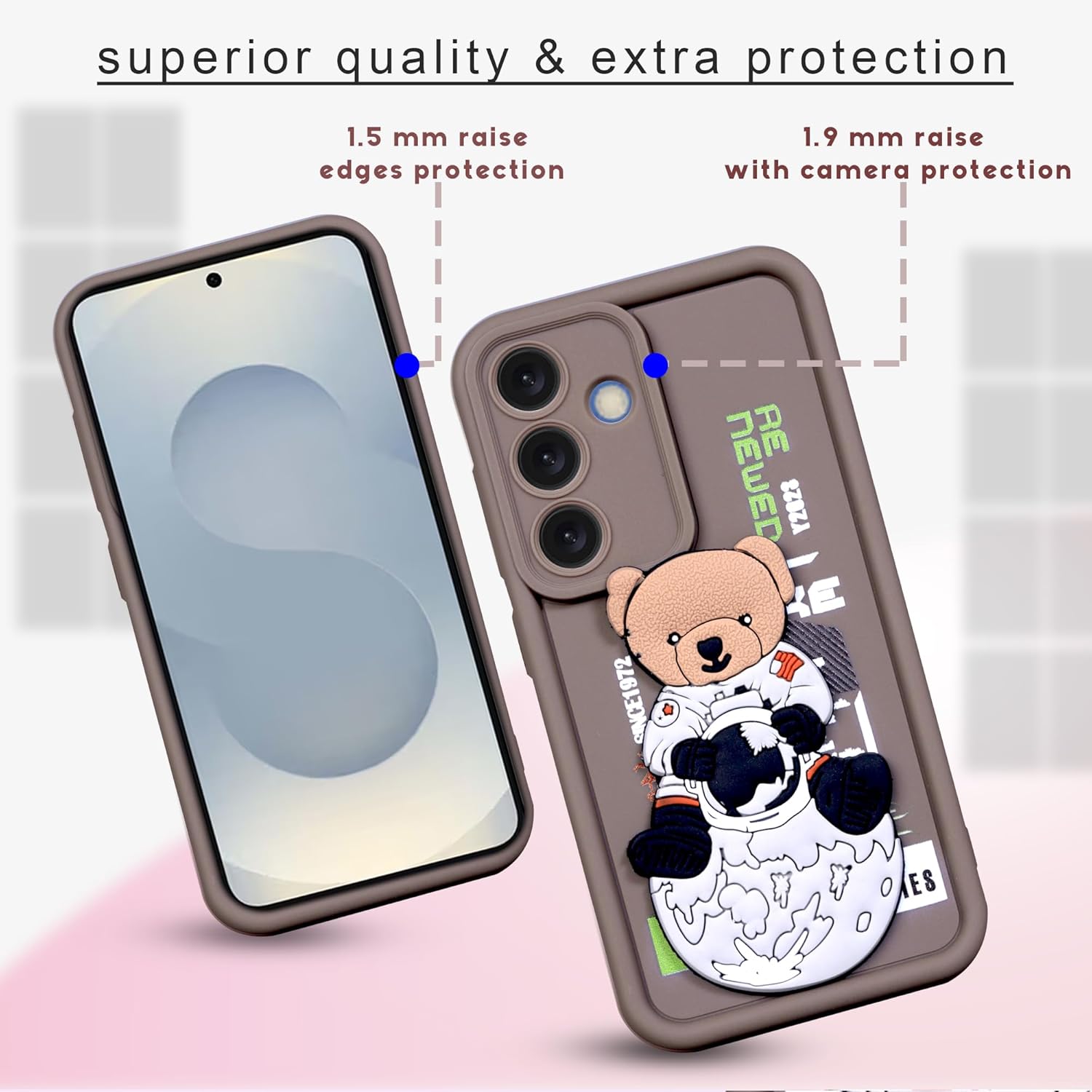 Enflamo for Samsung S25 Case Matte Back Silicone Cover 3D Designed | Camera Bump Protection (Brown)