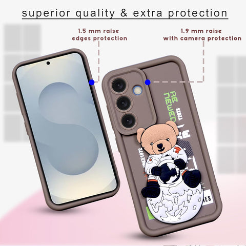Enflamo for Samsung S25 Case Matte Back Silicone Cover 3D Designed | Camera Bump Protection (Brown)