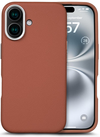 Enflamo for iPhone Genuine Leather Finish Back Cover Case | Magnetic Shockproof Design | Raised Edges for Camera & Screen Protection (Brown)