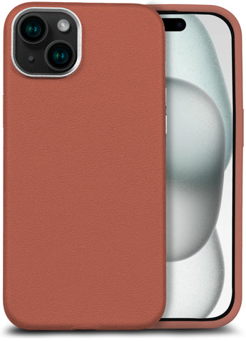Enflamo for iPhone Genuine Leather Finish Back Cover Case | Magnetic Shockproof Design | Raised Edges for Camera & Screen Protection (Brown)